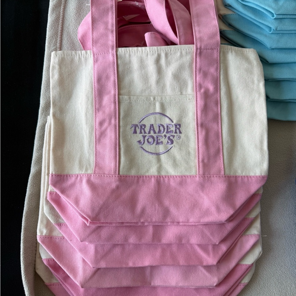 Pink and Cream Canvas Tote Bag